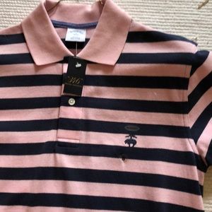 Brookes Brothers Polo Pink & Navy Strip.